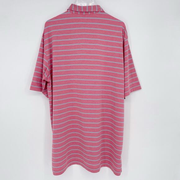 Peter Millar Summer Comfort Polo Shirt Mens XL White Rose 1899 Pink Striped Golf - Picture 4 of 6